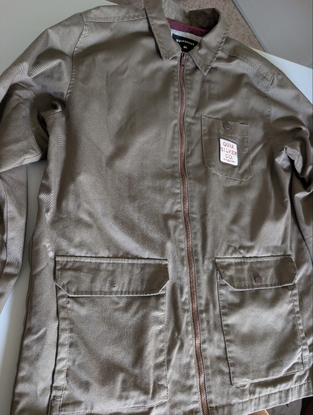 Quiksilver Men's Olive Brown Zip-Front Chore Jacket